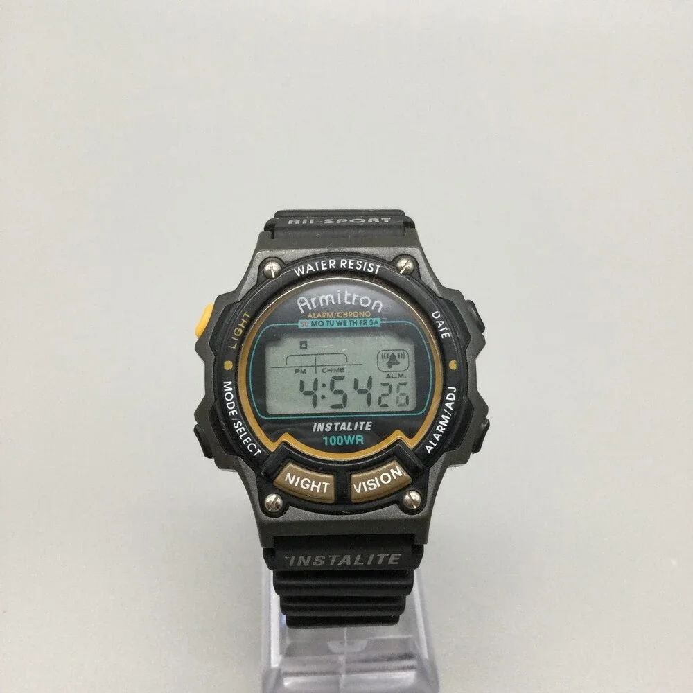 Armitron All-Sport Instalite Mens Watch 40mm Alarm Chrono Digital 40/6595 Black